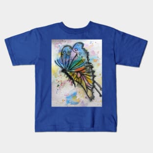 Rainbow Butterfly Watercolor Painting Kids T-Shirt